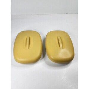 Vintage Tupperware Microwave Steamer Oval‎ 4 Piece Set Harvest Gold Strainer Lid